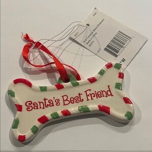 Santa's Best Friend Dog Bone Ornament